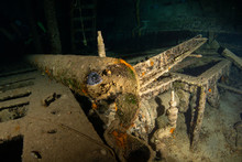 Moray Eel In A Sunk Shipwreck Underwater In Cozumel Mexico