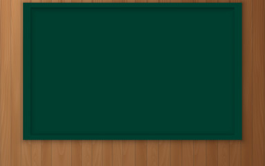 Wall Mural - green board on the wooden wall background