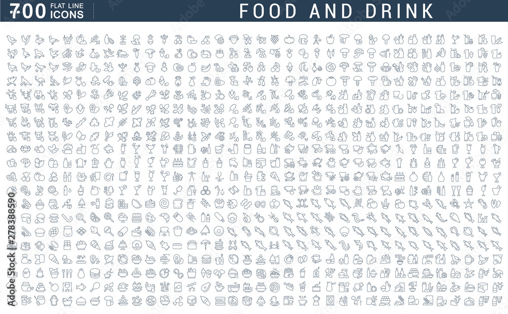Set Vector Line Icons of Food and Drink Stock Vector | Adobe Stock