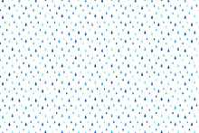 Rain Seamless Repeat Vector Background. Falling Water Drops, Raindrops, Droplets, Tears. Autumn, Fall Pattern. Shades Of Blue Aquatic Rainy Decoration, Ornament. Border, Frame Template.
