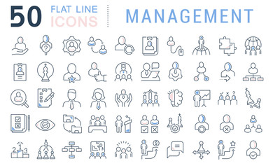 Wall Mural - Set Vector Line Icons of Management