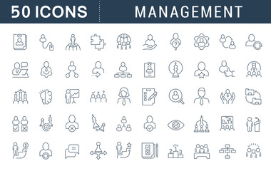 Wall Mural - set vector line icons of management