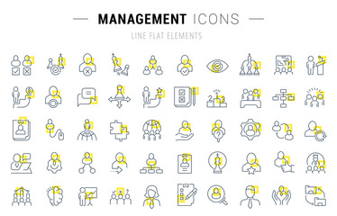 Wall Mural - Set Vector Line Icons of Management