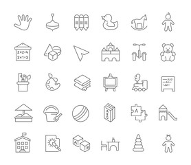 Sticker - Set Vector Line Icons of Preschool Education