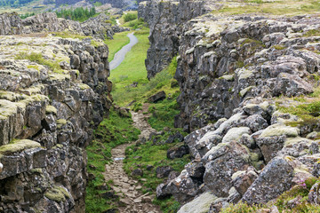 Thingvellir national park Iceland - north american - europe rift.