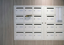 Group Of Mailboxes In The Lobby Of A Building