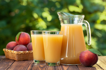 Sticker - peach juice in glasses and jug