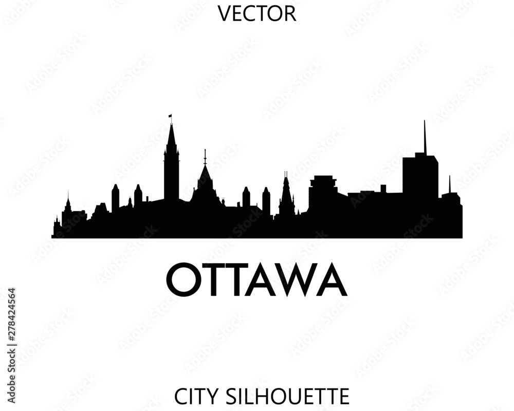 Ottawa skyline silhouette vector of famous places Stock Vector | Adobe ...