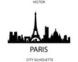 Paris skyline silhouette vector of famous places