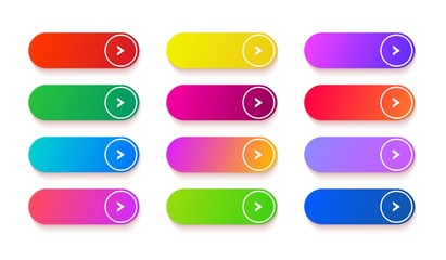 Aufkleber - Gradient empty button. Colored vector rectangle web elements set. Long shiny buttons red, orange, green for panel ui and calls