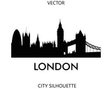 Fototapeta Londyn - London skyline silhouette vector of famous places