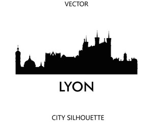 Lyon skyline silhouette vector of famous places