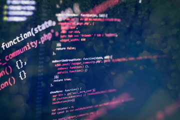 Big data storage and cloud computing representation. Programming . Developer working on web sites codes in office.