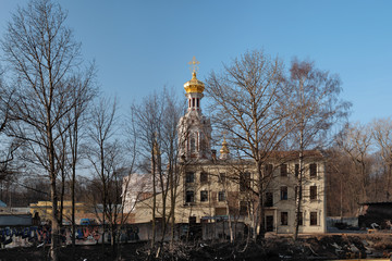 Views of Smolenka river in St.Petersburg