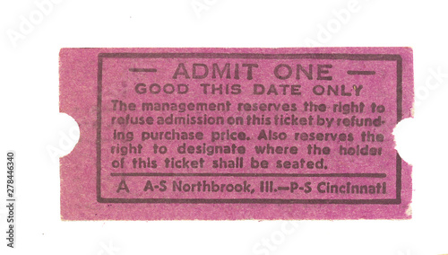 Vintage Retro Ticket Eintrittskarte Astra Theatre pink United States Amerika  Rückseite backside Stock Photo | Adobe Stock