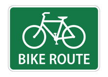 Green Bike Route Sign Vector Icon