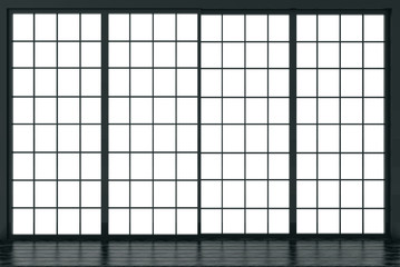 Fototapete - 3d rendering. modern Japanese style sliding paper door wall background.