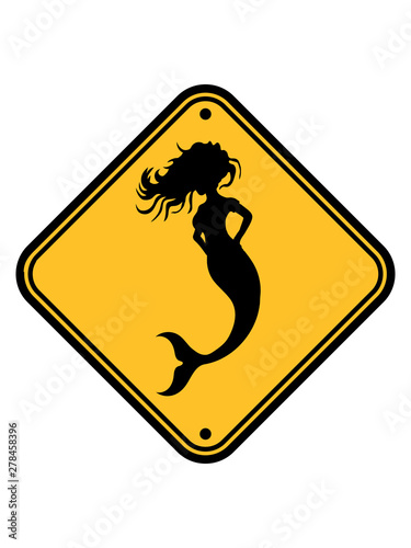 Meerjungfrau Schild Gefahr Hinweis Achtung Vorsicht Zone Frau Sexy Weiblich Girl Schone Hubsche Haare Madchen Fisch Flosse Silhouette Schwimmen Meer Wasser Clipart Design Cool Stock Illustration Adobe Stock