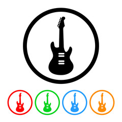 Electric guitar icon vector guitar illustration musical instrument music design element with four color variations