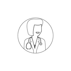 Poster - avatar of female doctor icon. Element of avatar for mobile concept and web apps icon. Outline, thin line icon for website design and development, app development