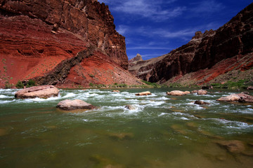 Wall Mural - Hance Rapids in Grand Canyon National Park, Arizona, with red canyon walls under a deep blue sky.