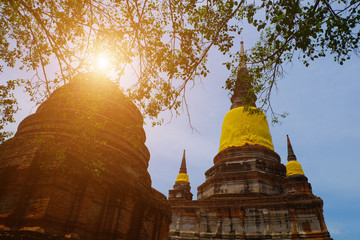 ancient buddhist temple in ayutthaya thailand