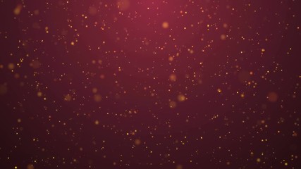 Wall Mural - Abstract Red Christmas motion background. Gold sparkles and round glitter bokeh particles and light. New year collection