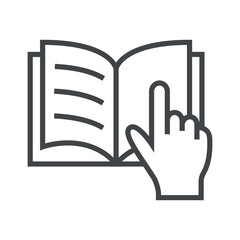 Sticker - Line icon book and hand