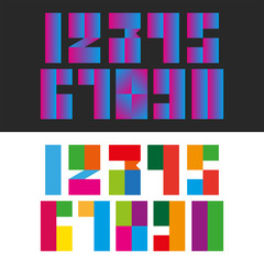 Wall Mural - a set of modern numbers from rectangular multi color and gradient blocks geometric shapes, mathemati