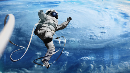 Wall Mural - astronaut in orbit of planet earth (3d illustration, elements of this image are furnished by nasa)