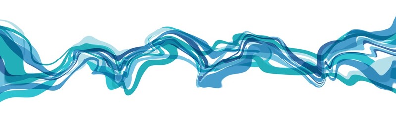 Aufkleber - Abstract brush paint lines wavy flowing in blue green color isolated on white background