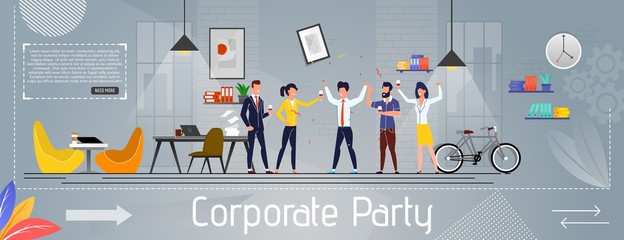 Corporate Party and Happy Business Team Banner