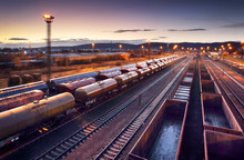 Railway Station Freight Trains, Cargo Transport