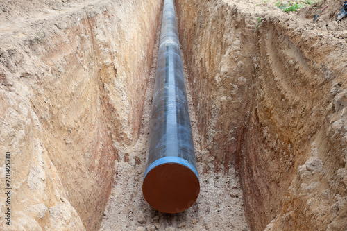 Gas pipeline is installed under the ground.