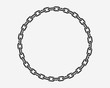 Texture chain round frame. Circle border chains silhouette black and white isolated on background. Chainlet design element.