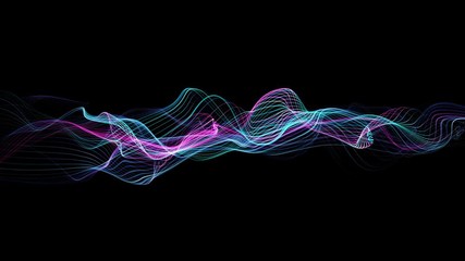 Poster - seamless neon glowing waves. big data wave of particles. futuristic neon glowing surface. abstract m