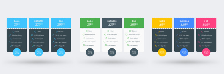Wall Mural - Pricing table design template. Vector pricing plans. Vector illustration