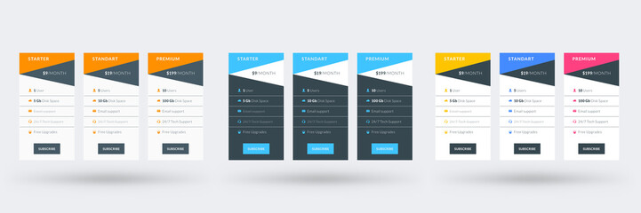 Wall Mural - pricing table design template. vector pricing plans. vector illustration
