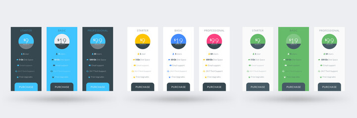 Wall Mural - Pricing table design template. Vector pricing plans. Vector illustration