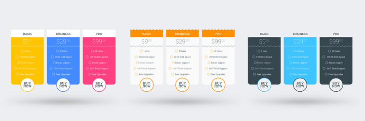 Wall Mural - Pricing table design template. Vector pricing plans. Vector illustration