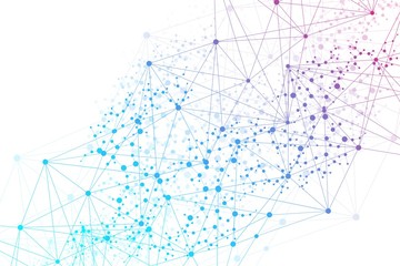 Structure molecule and communication. Dna, atom, neurons. Scientific concept for your design. Connected lines with dots. Medical, technology, chemistry, science background. Vector illustration.