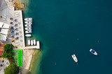 Fototapeta Na drzwi - Aerial view of the sea shore with boats