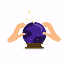 Magic Crystal Ball With Hands. Flat Design Modern Vector Illustration Concept.