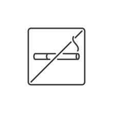No Smoking Outline Concept Icon. Vector Stop Smoking Symbol In Thin Line Style