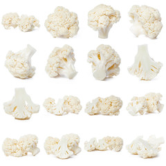 Wall Mural - Piece of cauliflower isolated on white background without a shadow. Top view. Flat lay