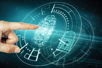 Aufkleber - Hand with blue fingerprint interface