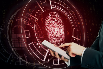 Poster - Blurry red fingerprint interface
