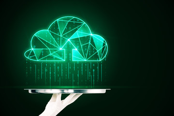 Poster - Glowing green digital cloud