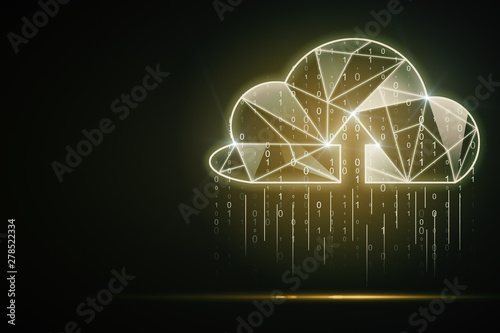 Glowing yellow digital cloud