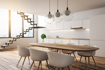 Bright loft kitchen interior